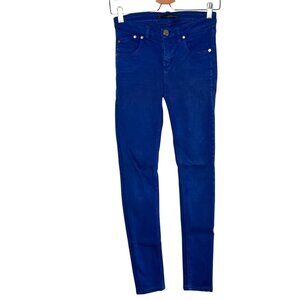 Victoria Beckham Womens Colbalt Blue Mide Rise Skinny Jeans Size 25 designer